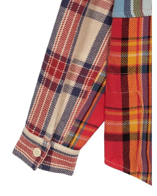 Fortela Red Rosebowl Patchwork Shirt for men