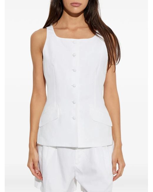 Rag & Bone White Button-Up Sleeveless Jacket