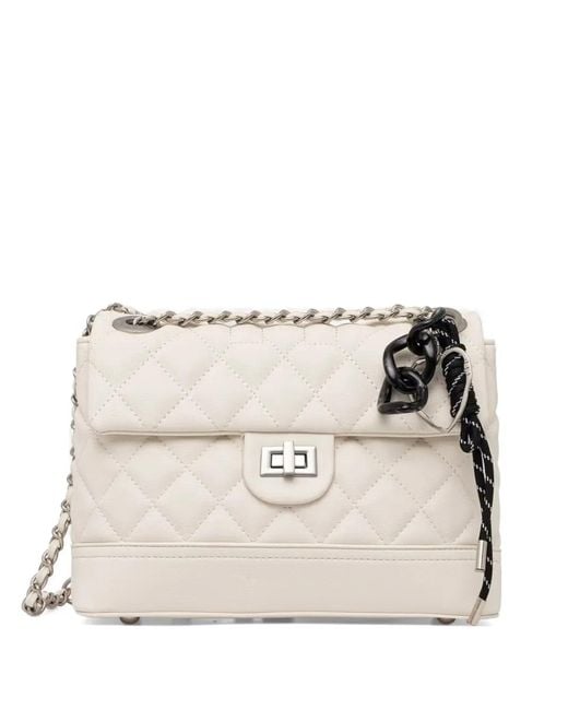Silvian Heach Natural Quilted Leather-Chain Cross Body Bag