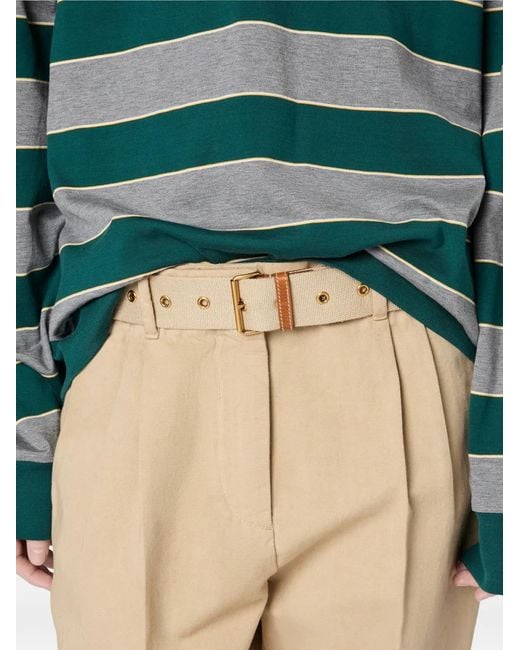 Miu Miu Green Striped Logo-Patch Sweatshirt