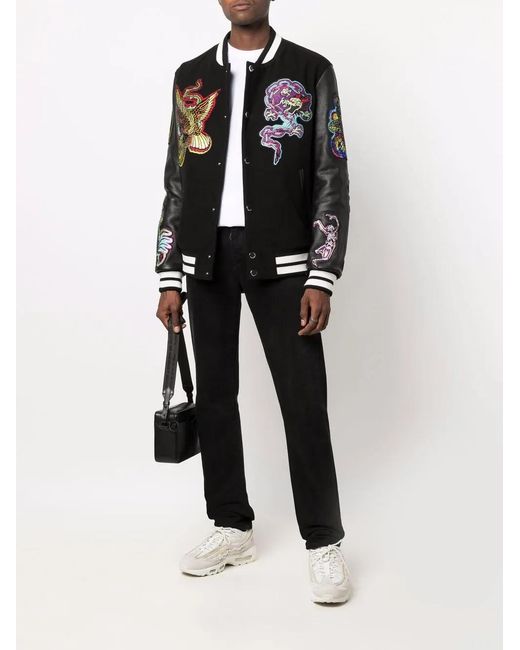 Philipp Plein Black Varsity Bomber Jacket