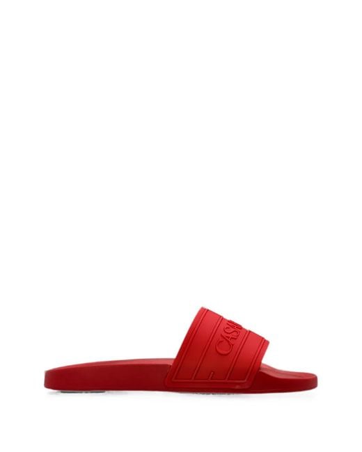 Casablanca Red Logo-Embossed Slides for men