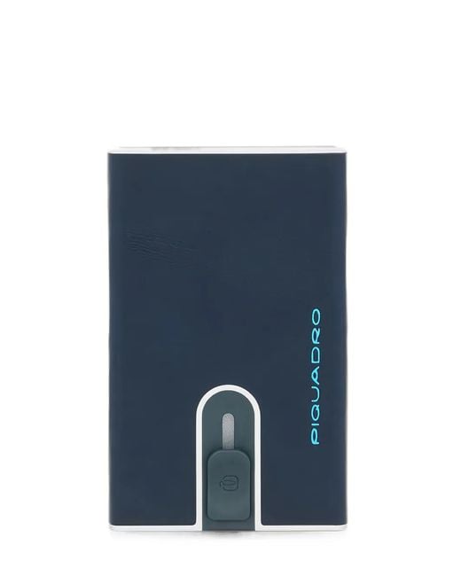 Piquadro Blue Logo-Print Card Holder for men