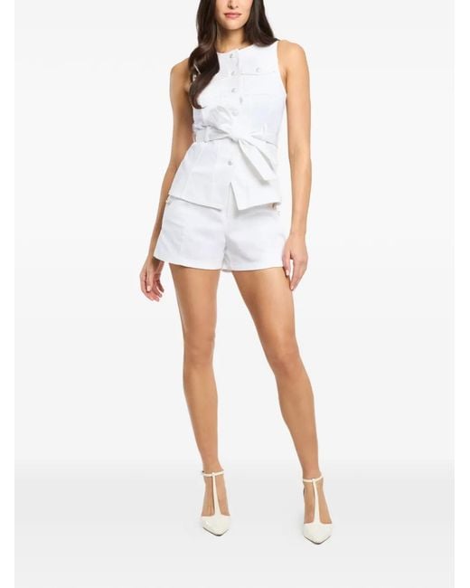 Cinq À Sept White Button Belted Top