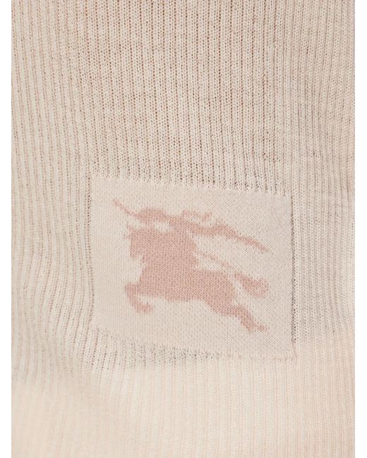 Burberry White Ribbed Knight-Motif T-Shirt