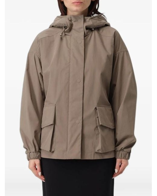 Emporio Armani Brown Hooded Flap-Pocket Jacket