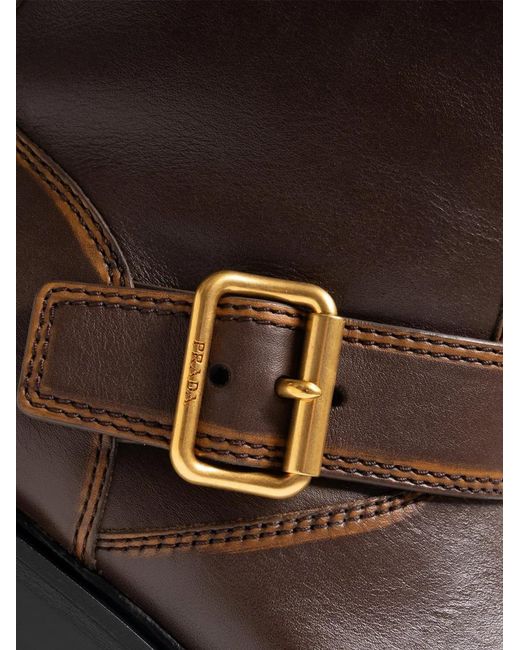 Prada Brown Leather Booties