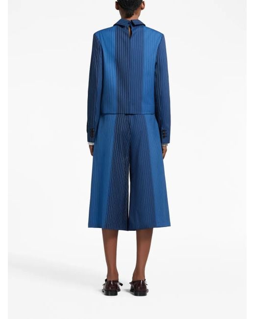 Marni Blue Pinstripe-Pattern Virgin Wool Jacket