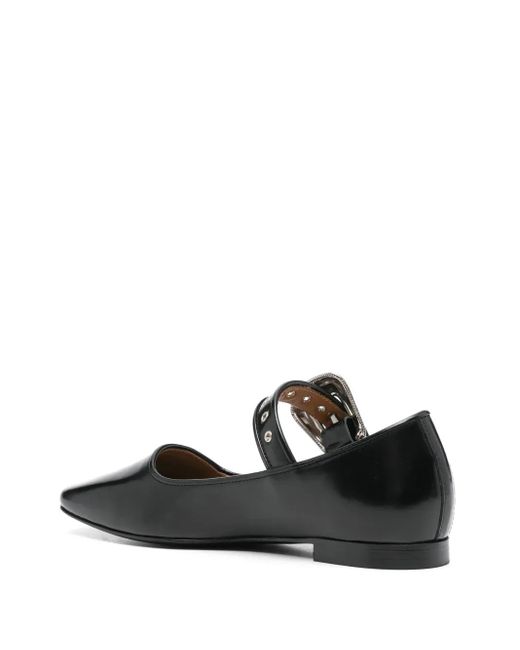 Toga Black Leather Ballet Flats