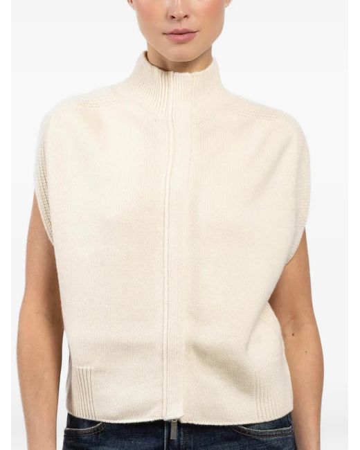 Sa Su Phi Natural Zip-Up Sleeveless Cardigan