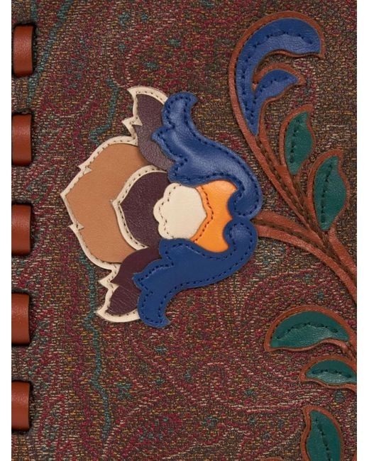 Etro Brown Vulcano Floral Patch Shoulder Bag