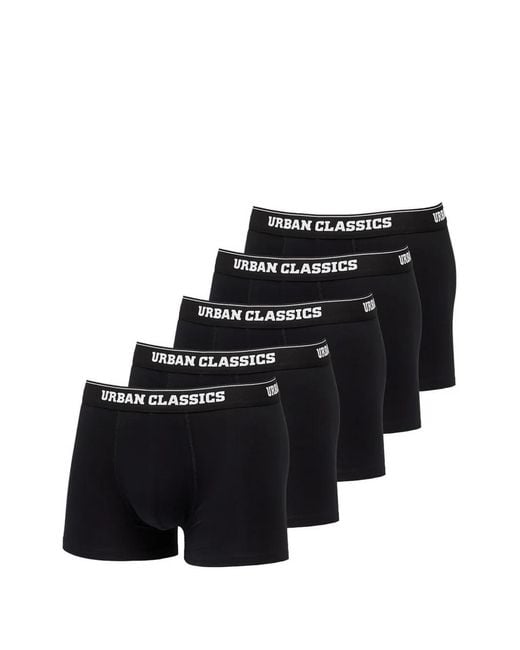 Urban Classics Black Logo-Waistband Boxer Briefs (Set Of Five) for men