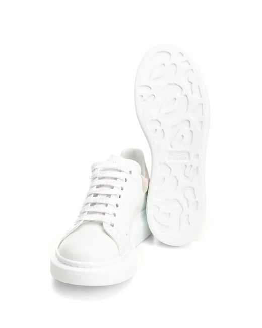 McQueen White Oversized Suede-Trim Sneakers