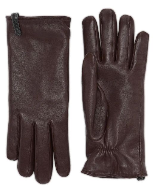 Brunello Cucinelli Brown Leather Gloves