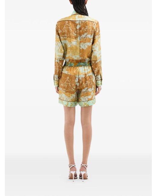 Pierre Louis Mascia Yellow Aloe Floral-Print Shorts
