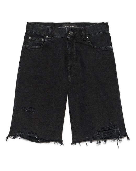 Purple Brand Black Knee-length Denim Shorts