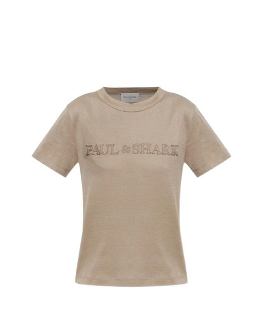Paul & Shark Gray Logo-Embroidered T-Shirt