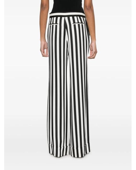 Moschino White Striped Wide-Leg Satin Pants