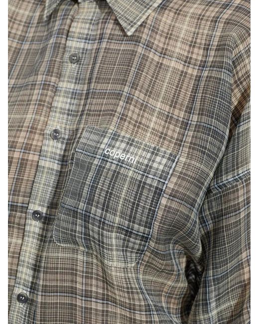 Coperni Gray Plaid Drawstring-Waist Shirt