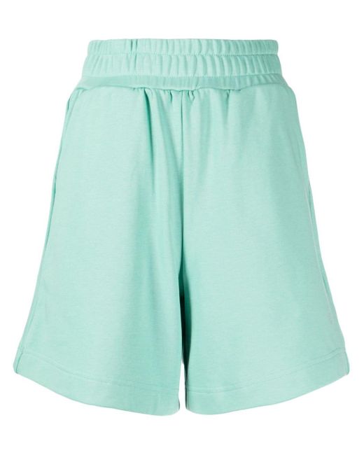 Izzue Green Elasticated Cotton-blend Track Shorts