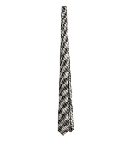 Dolce & Gabbana White Check-Pattern Pointed Tie for men