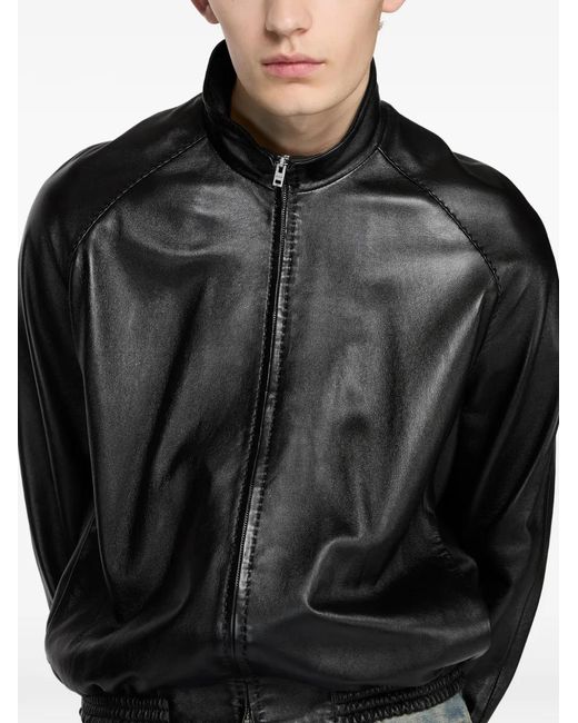 Acne Black Full-Zip Leather Jacket for men
