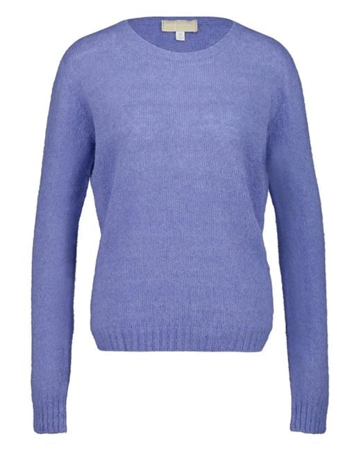 120% Lino Blue Langärmeliger Maglia Pullover