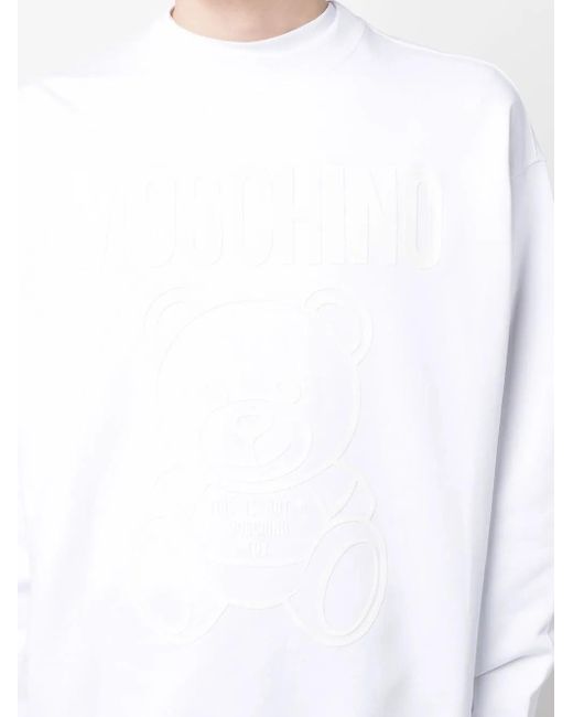 Moschino White Crewneck Sweatshirt With Print for men