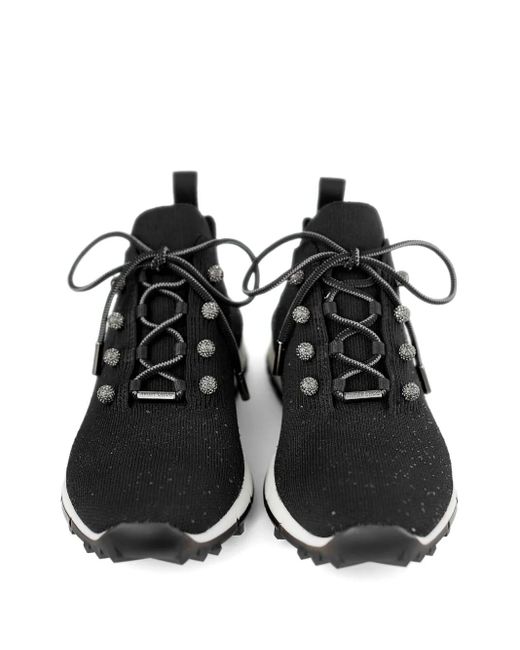 Jimmy Choo Black Veles Knitted Glitter Sneakers