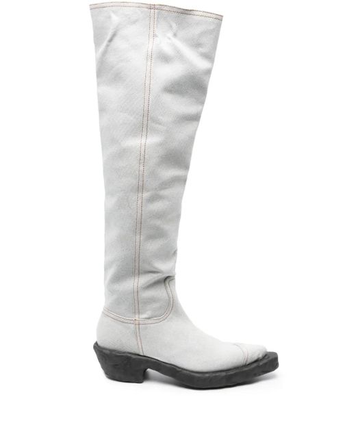 CAMPERLAB White Venga Denim Knee-High Boots