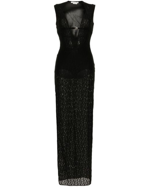 ALESSANDRO VIGILANTE Black Monogram-jacquard Maxi Dress