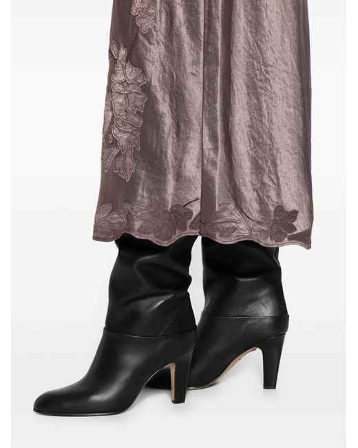 Vince Brown Satin-Finish Midi Skirt