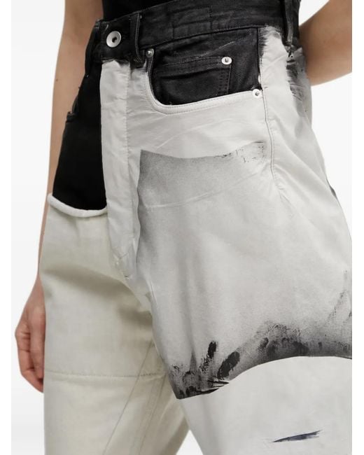 Rick Owens Black Patchwork Flared Jeans