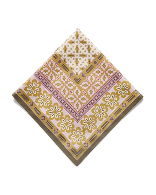 LaDoubleJ Metallic Floral-Print Silk Scarf