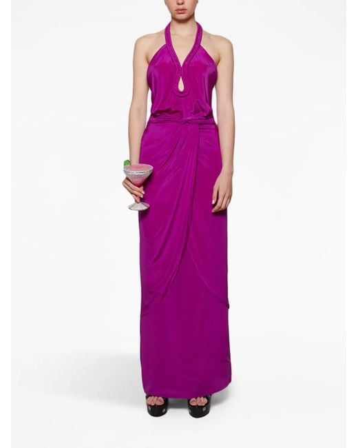 Johanna Ortiz Purple Adinkra Halterneck Maxi Dress