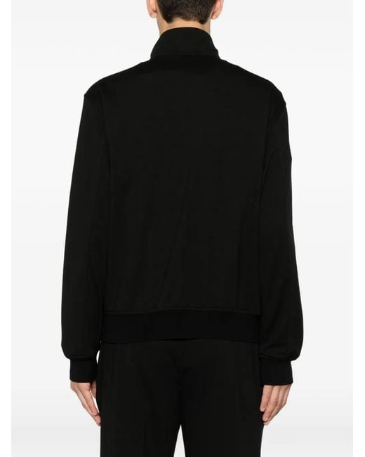 Emporio Armani Black Zip-Up Ribbed-Trim Sweatshirt for men