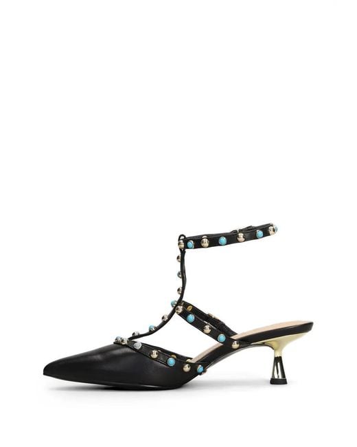 GOLD&ROUGE Black Glossy Stud-Embellished Pumps