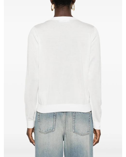 Versace White Baroque-Pattern Lace Cardigan