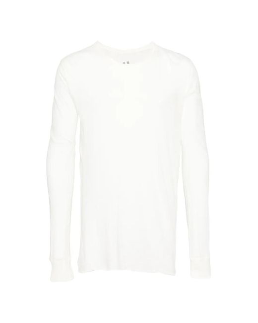Rick Owens White Raw-Edge Long-Sleeve T-Shirt for men
