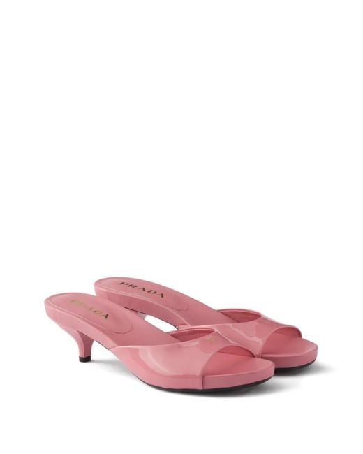 Prada Pink 45Mm Leather Mules