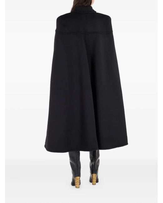 Roberto Cavalli Black Zip-Front Shoulder-Padded Cape