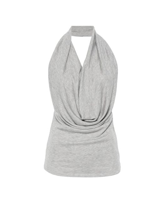 AYA MUSE Gray Draped Halterneck Top