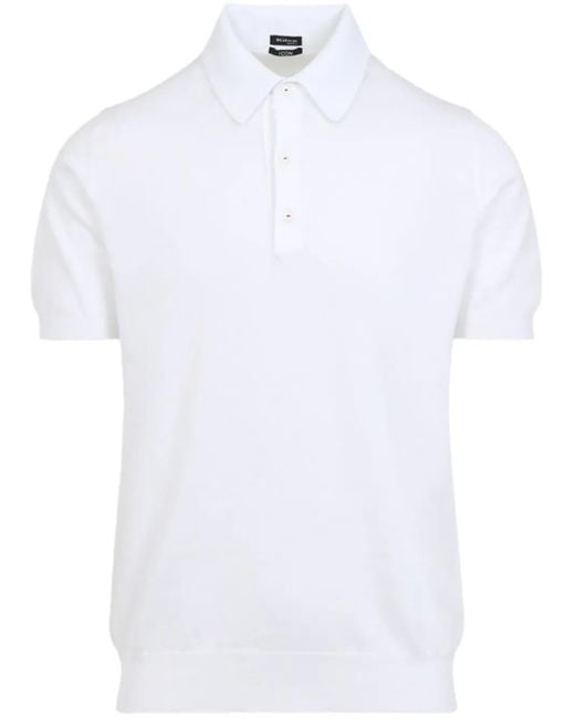 Kiton White Cotton Polo Shirt for men
