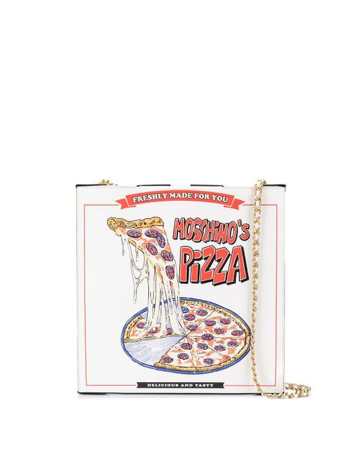 Moschino White Schultertasche Aus Leder "pizza Box"