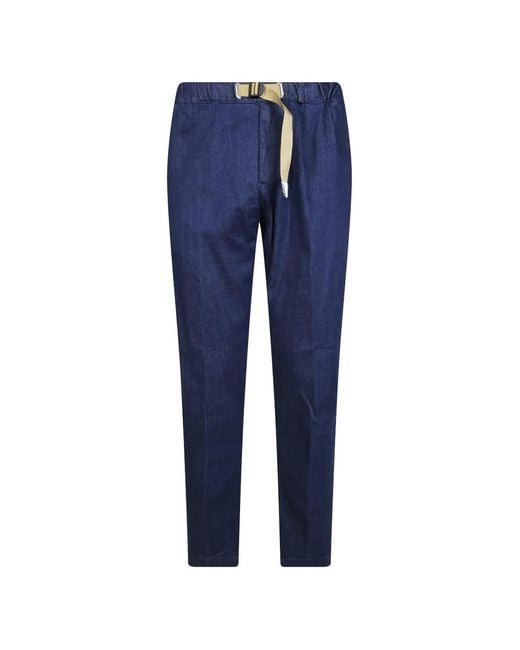 White Sand Blue Belted Straight Trouser for men