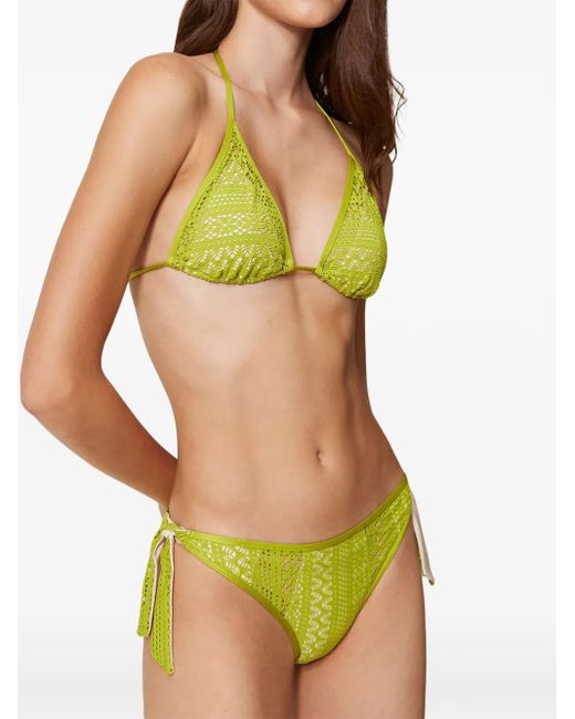 Twinset Green Open-Knit Bikini Top
