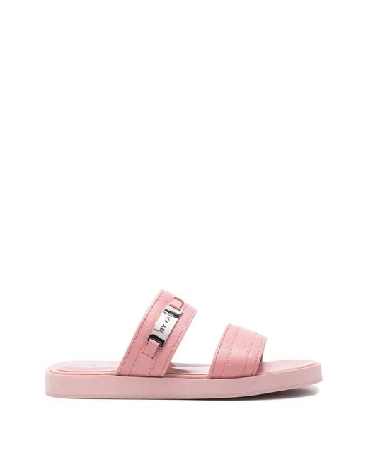 By Far Pink Logo-Plaque Double-Strap Sandals