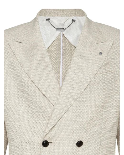 Billionaire White Statement Double-Breasted Blazer for men