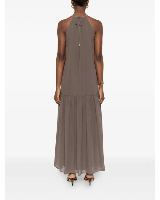 Peserico Brown Tiered Maxi Dress