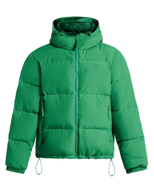 Lacoste forest green hooded down jacket sale
